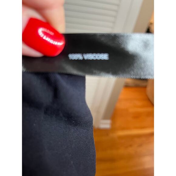 Denim & Flower by Ricky Singh navy ivory print  blouse size medium classic prepp - Picture 5 of 6